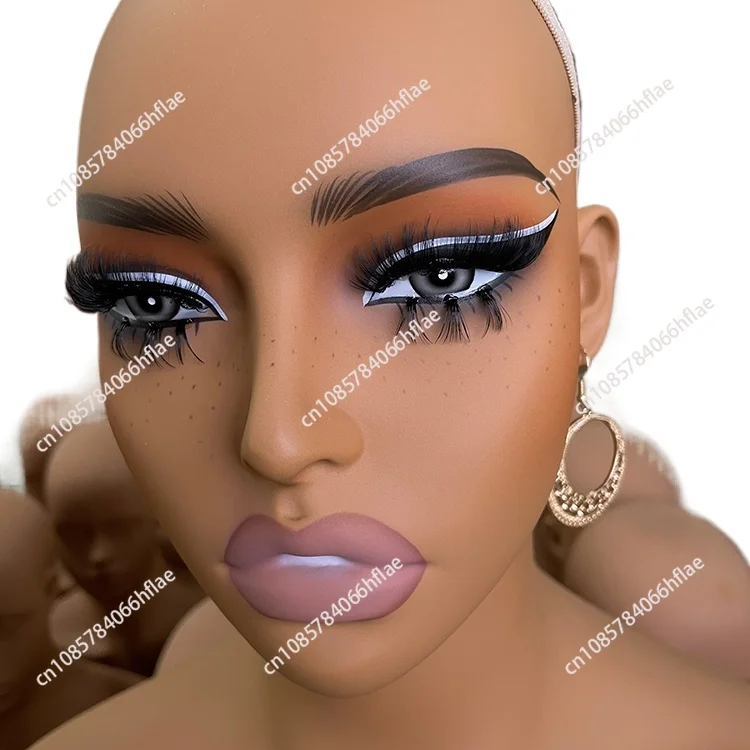 

Pattern Makeup Female Mannequin Head Display Black Tete de Stand with Realistic Shoulder Wig Display