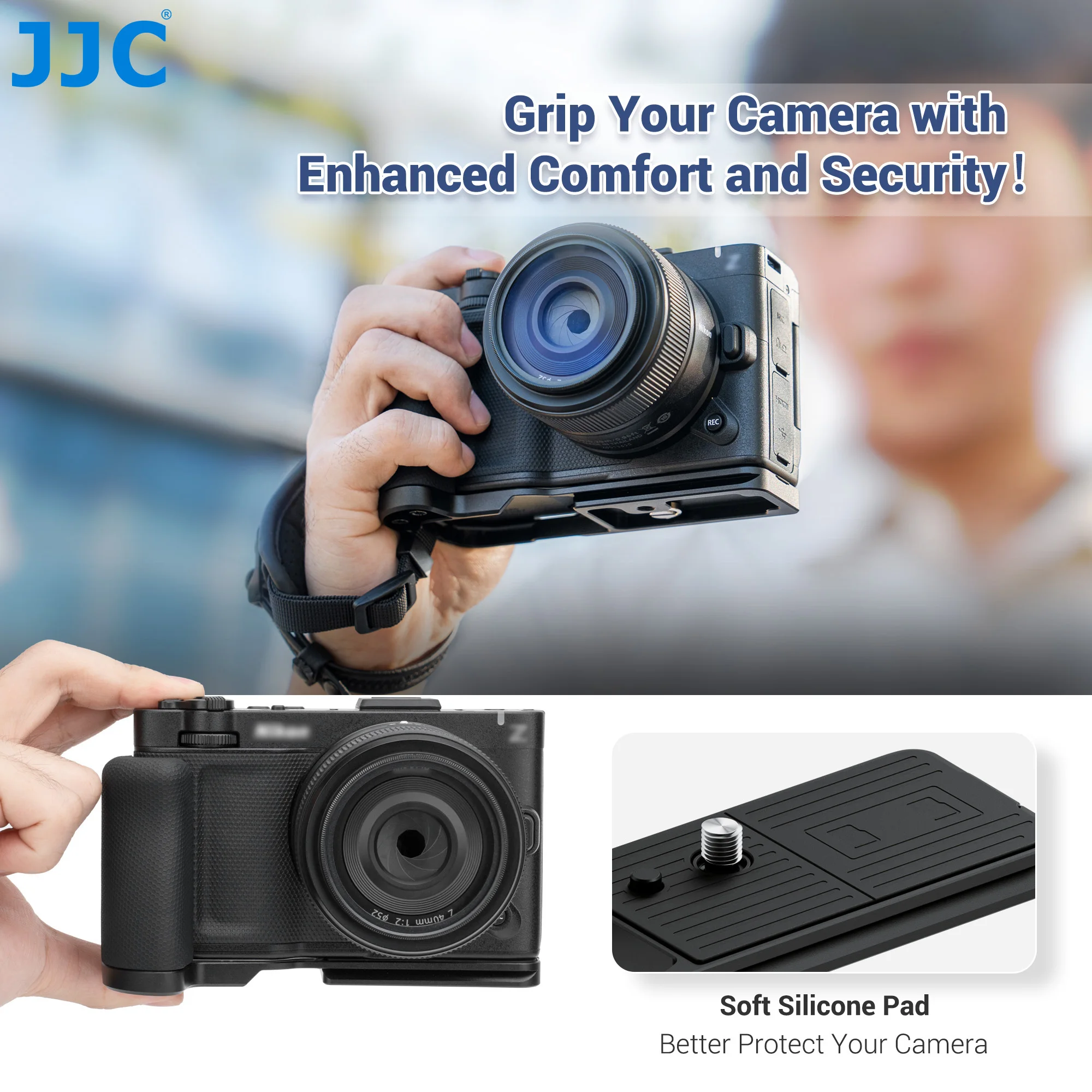 

JJC Hand Grip for Nikon ZR L Plate L Bracket Anti-Slip Shooting Grip Handgrip with 1/4"-20 Thread Arca Swiss Plate for Tripod
