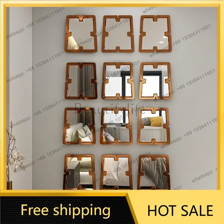 XX. French sofa background wall dining room living room decorative mirror