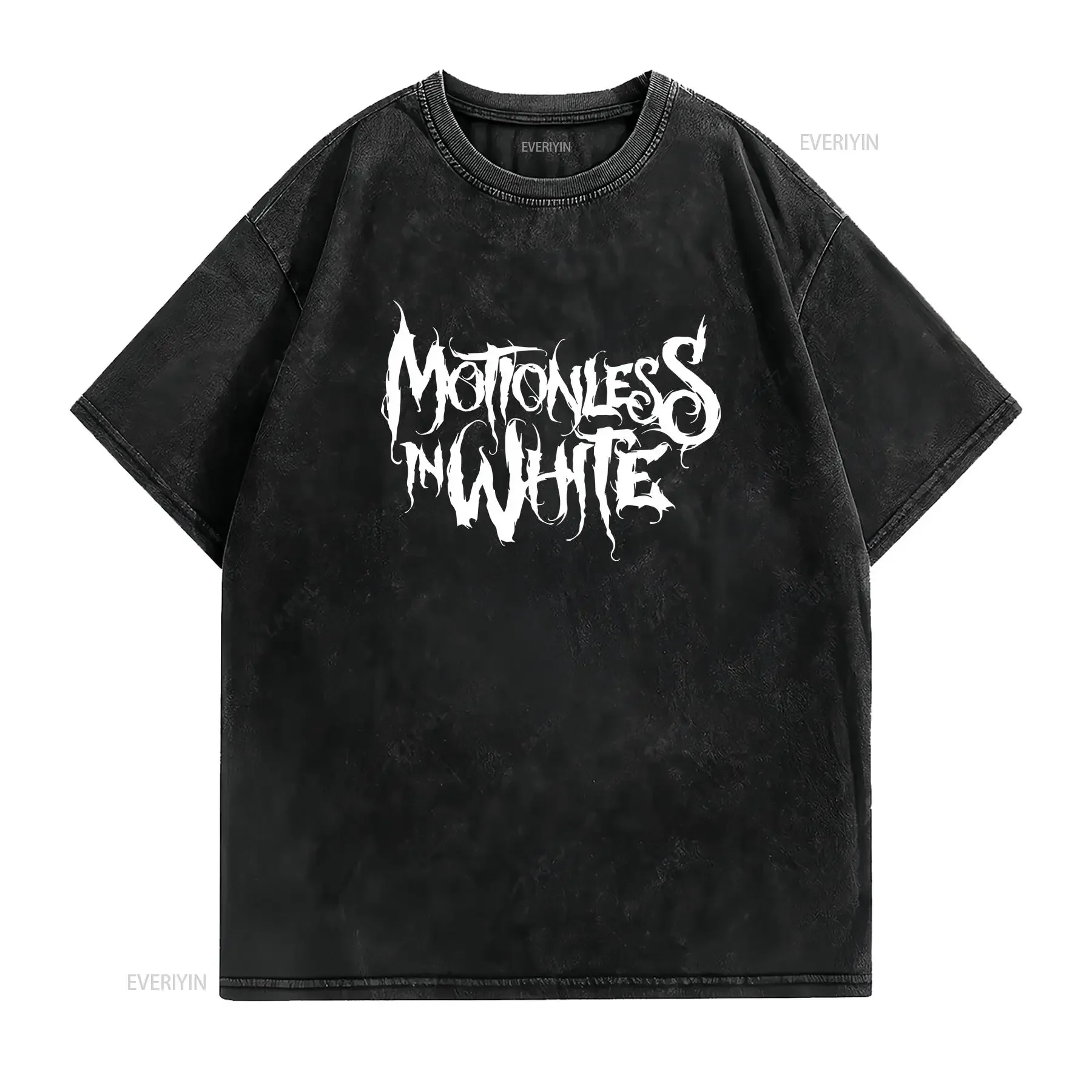 Motionless In White Black T Shirt vintage Washed Soft homme Versatile streetwear Comfortable graphic Stretched Slightly