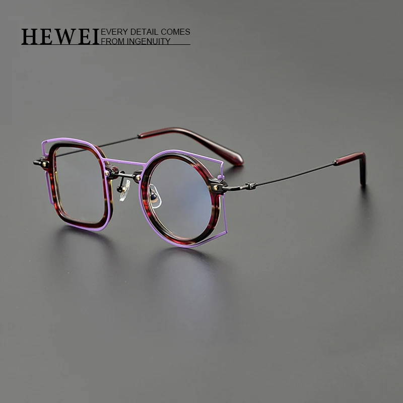 Titanium acetate retro myopia women eyeglasses Fashion prescription niche men glasses frame Personality youth eyewear