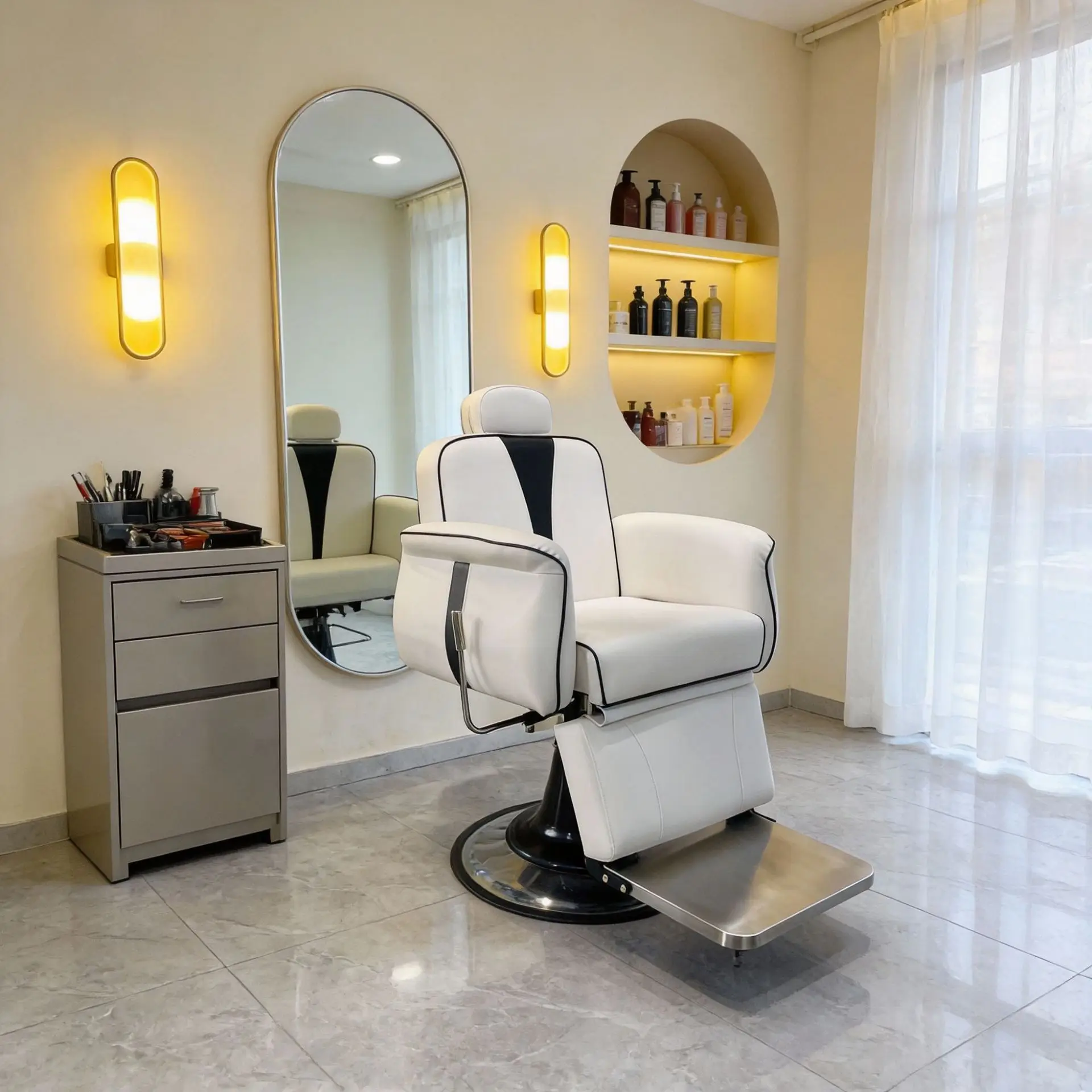 Silla de peluquería hidráulica con elevación, barra   Sillón de barbero, sillón de peluquería vintage con base de aceite, sillón para salón de belleza   silla de escritorio