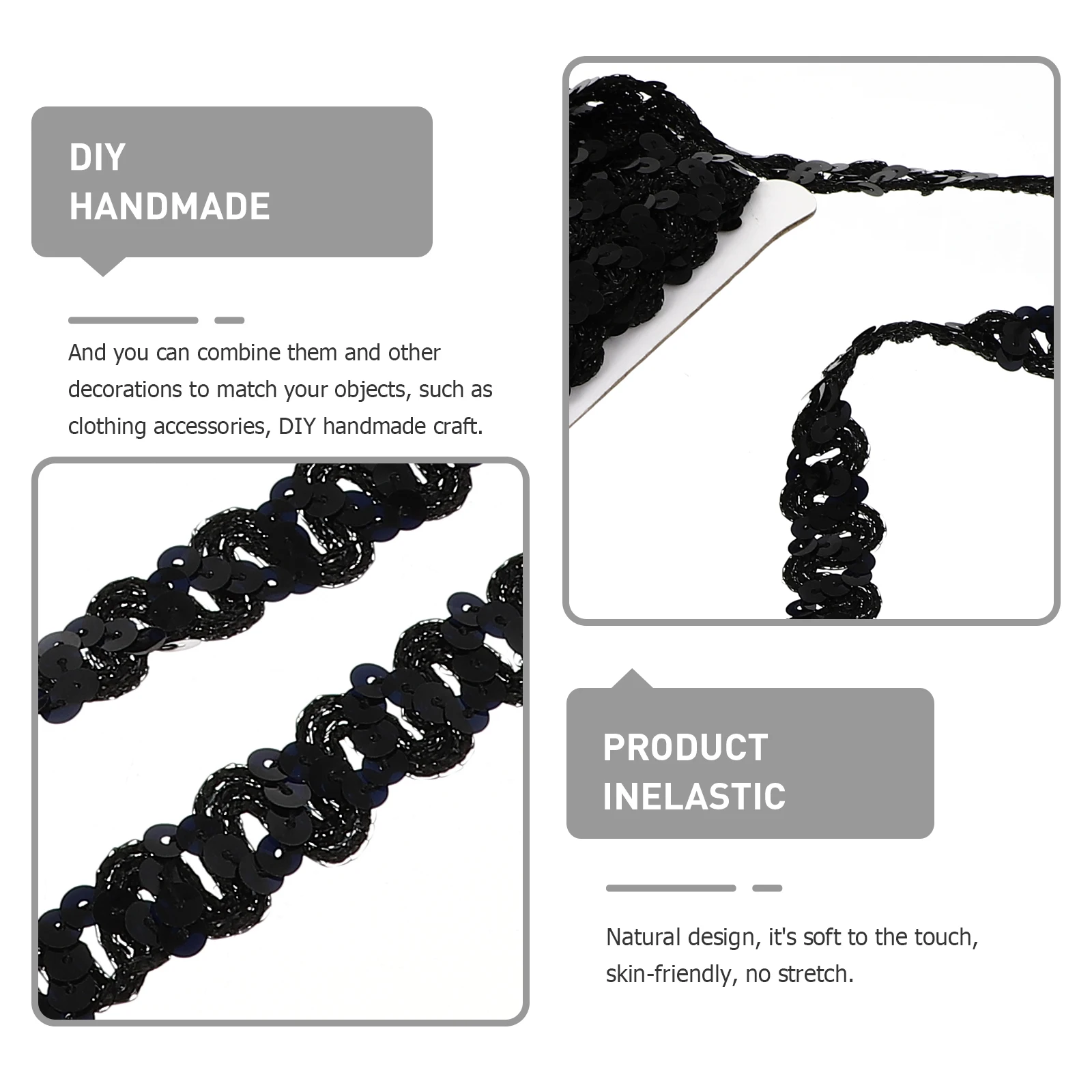 

2 Pcs Sequin DIY Material Trim Clothes Accessory Ribbons for Crafts Underwear Sequins Laces Metal Garment