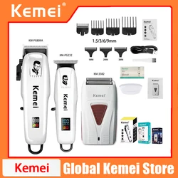 Kemei KM-PG809A KM-PG232 LCD USB Charging Hair Clipper Adjustable Professional Cutting Machine KM-3382 Shaver Trimmer For Men