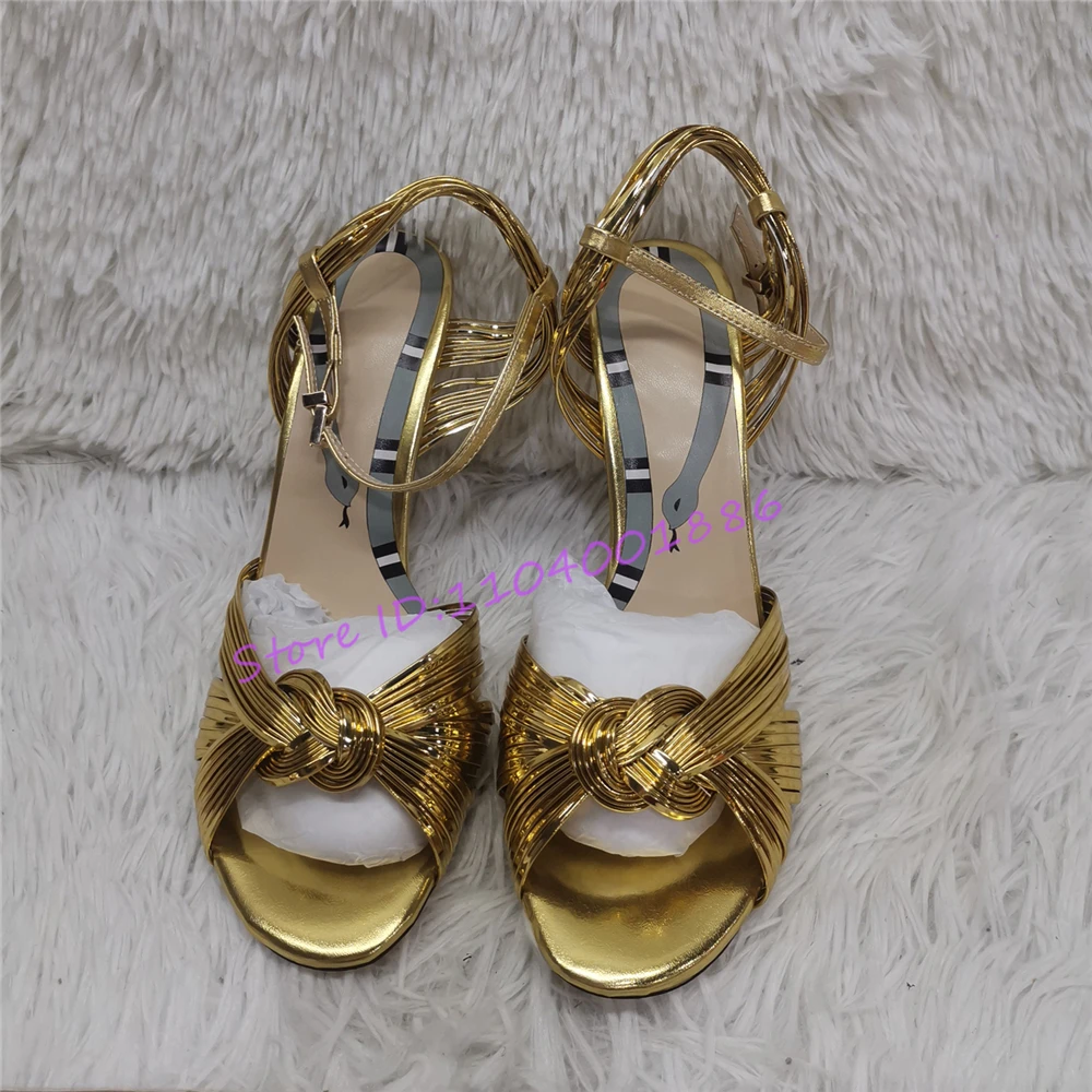 Summer New Woven Women\'s Sandals Sexy Peep Toe Ankle Strap Thin High Heels Pink Knot Hollow Stiletto Party Wedding Female Shoes