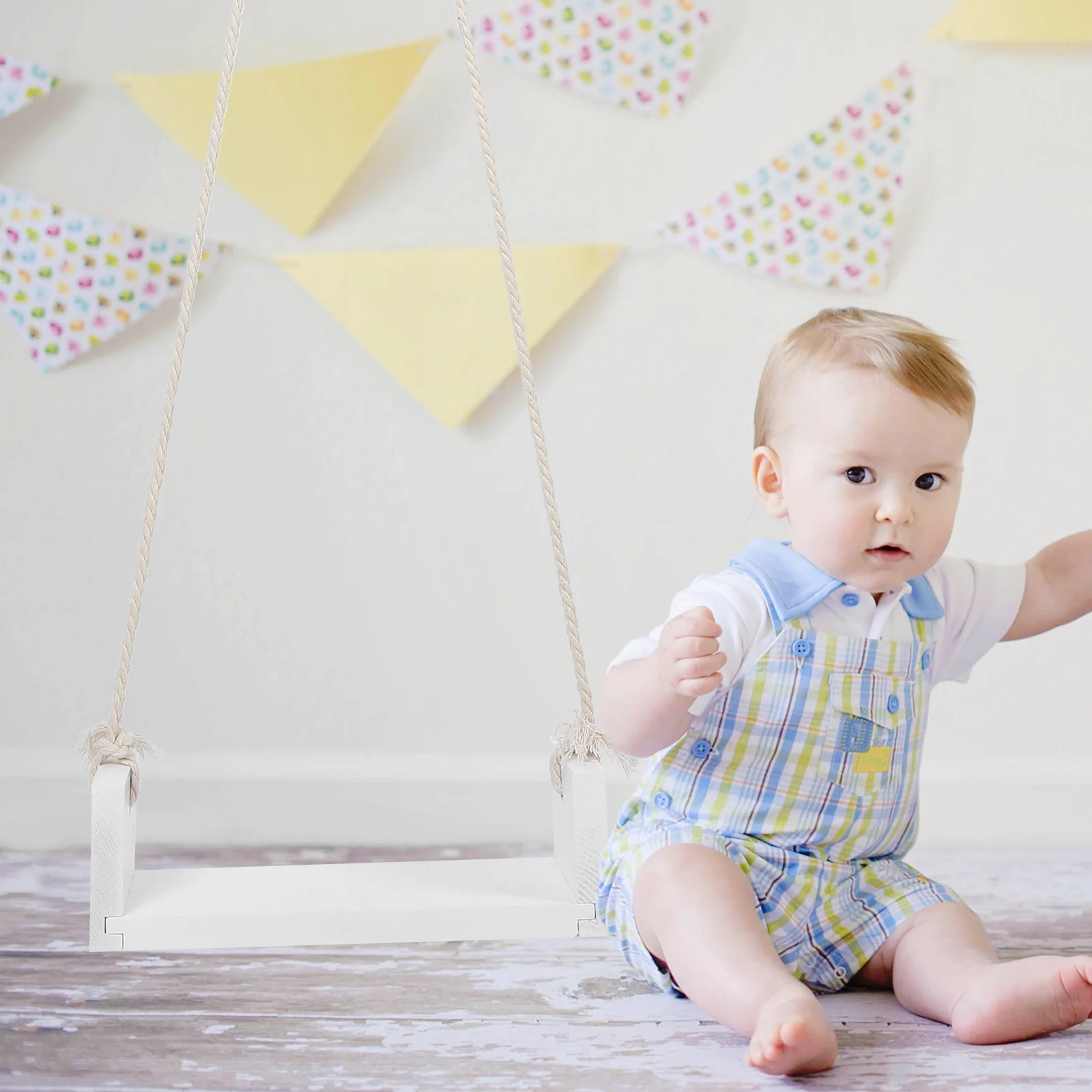 Columpio de madera para fotografía de bebés, columpio para fotos de recién nacidos, diseño Simple y elegante, columpios infantiles para fotos de primer cumpleaños