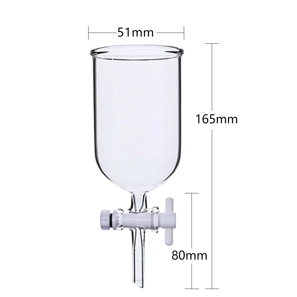 Resistência de alta temperatura química do instrumento de vidro do experimento 100-1000ml funil de vidro do tambor (com pistão do tetrafluoro)