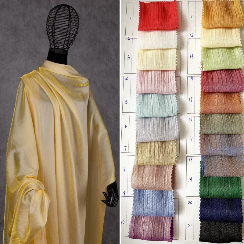 

Glass Silk Satin Texture Fabric Gradient Stretch High-End Straight Pants Skirt Clothing Fabric Shiny Smooth Wrinkle-Resistant