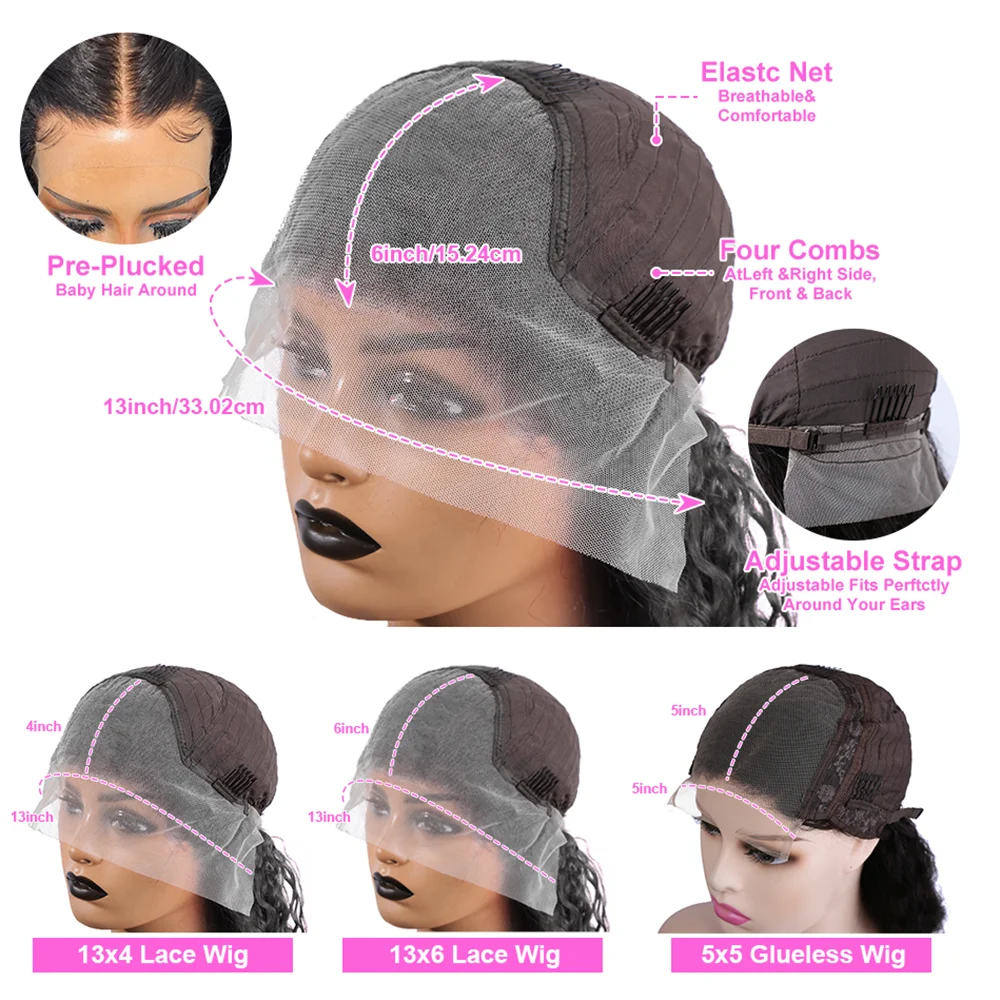 250 Density Deep Wave Wigs 13x6 HD Lace Front Human Hair Wig Brazilian 13x4 HD Lace Frontal Wig Water Wave Human Hair Wigs 5x5 Ready to Go HD Lace Glueless Wigss for Black Women view 7
