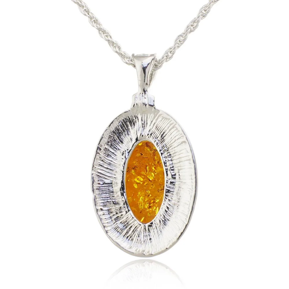 Oval Baltic Created Honey Carved Grace Exquisite Pendant Necklace Fashion Jewelry L00501 new