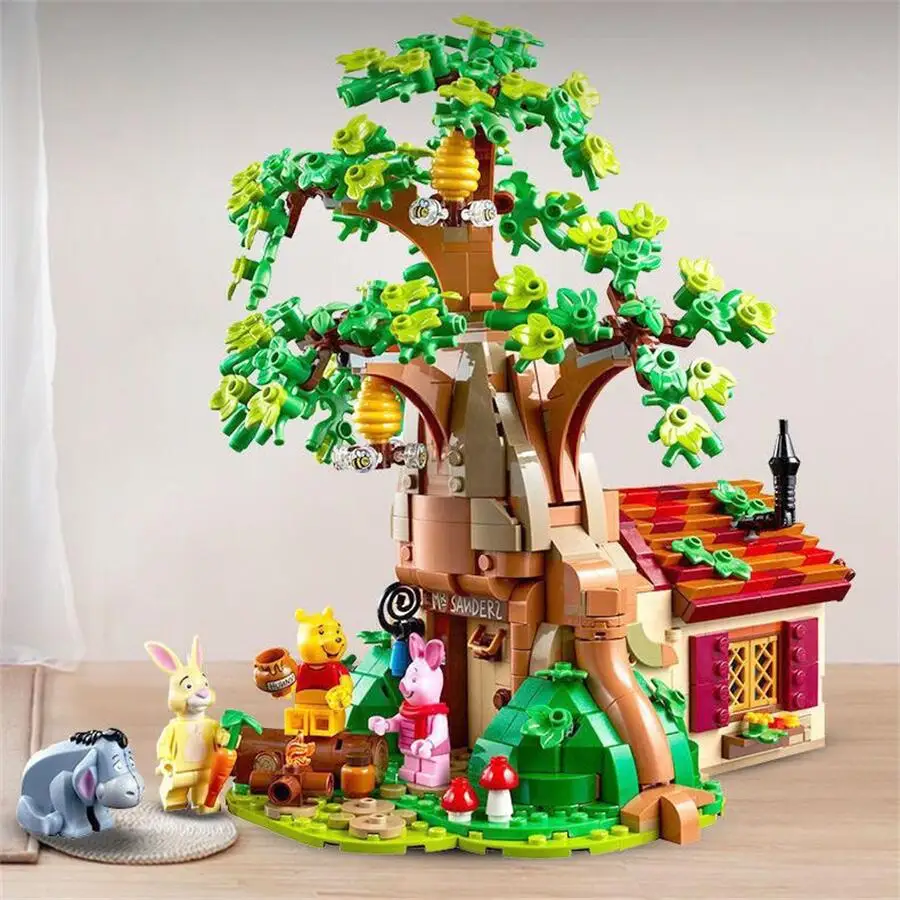 MINISO Winnie the Pooh Tree House Blocks Bear Building Block 61326 Model Assembly Bricks Kids Toy  2024 New Gifts