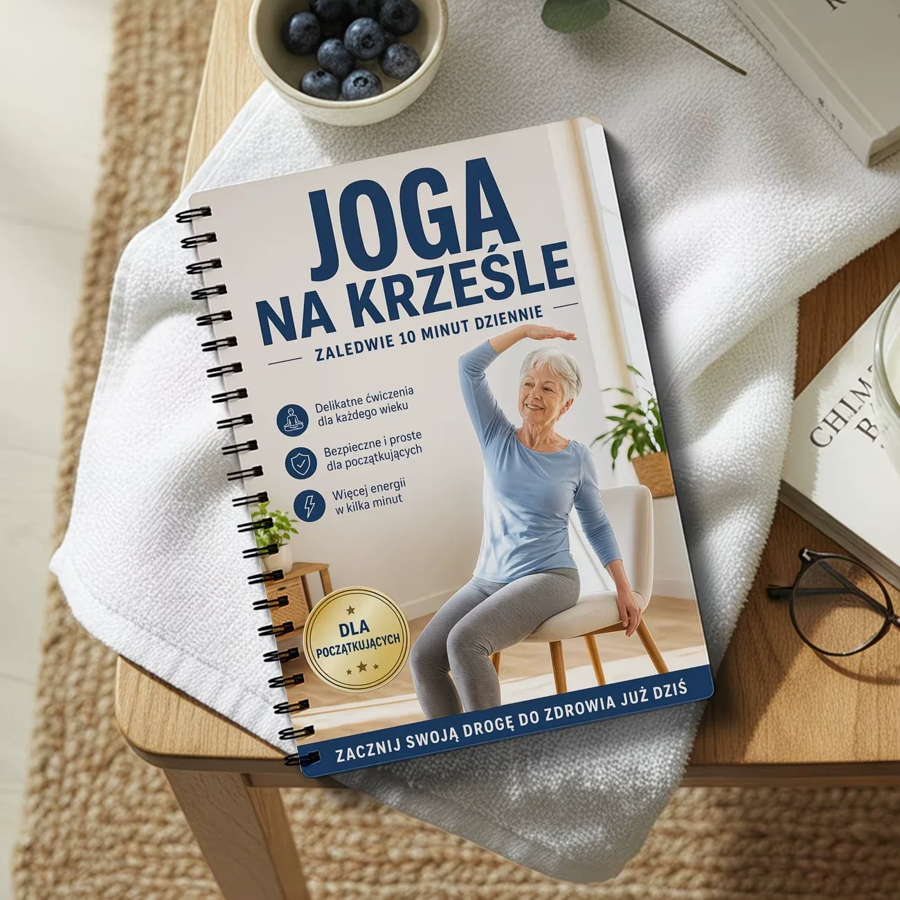 Chair Yoga Guide for Beginners, Polish Version, Weight Loss Workout, Muscle Strengthening & Flexibility Training