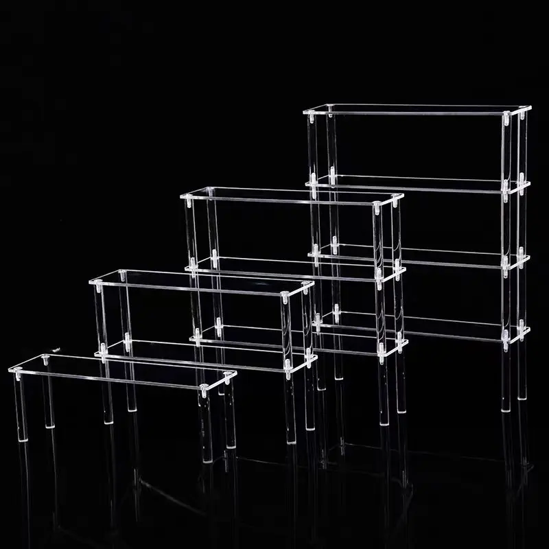 

1-4 Tier Clear Acrylic Trapezoidal Display Stand for Blind Box Toys,Car Model, Desktop Storage Shelf for Jewelry, Perfume