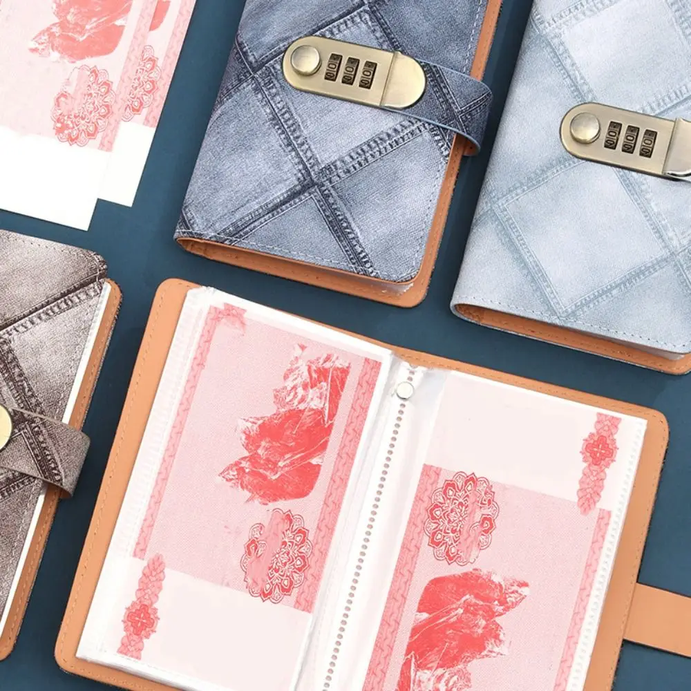 50Sheets Envelop Savings Challenges Book PU Leather Refillable Saving Money Binder Savings Handbook Portable Planner Organizer