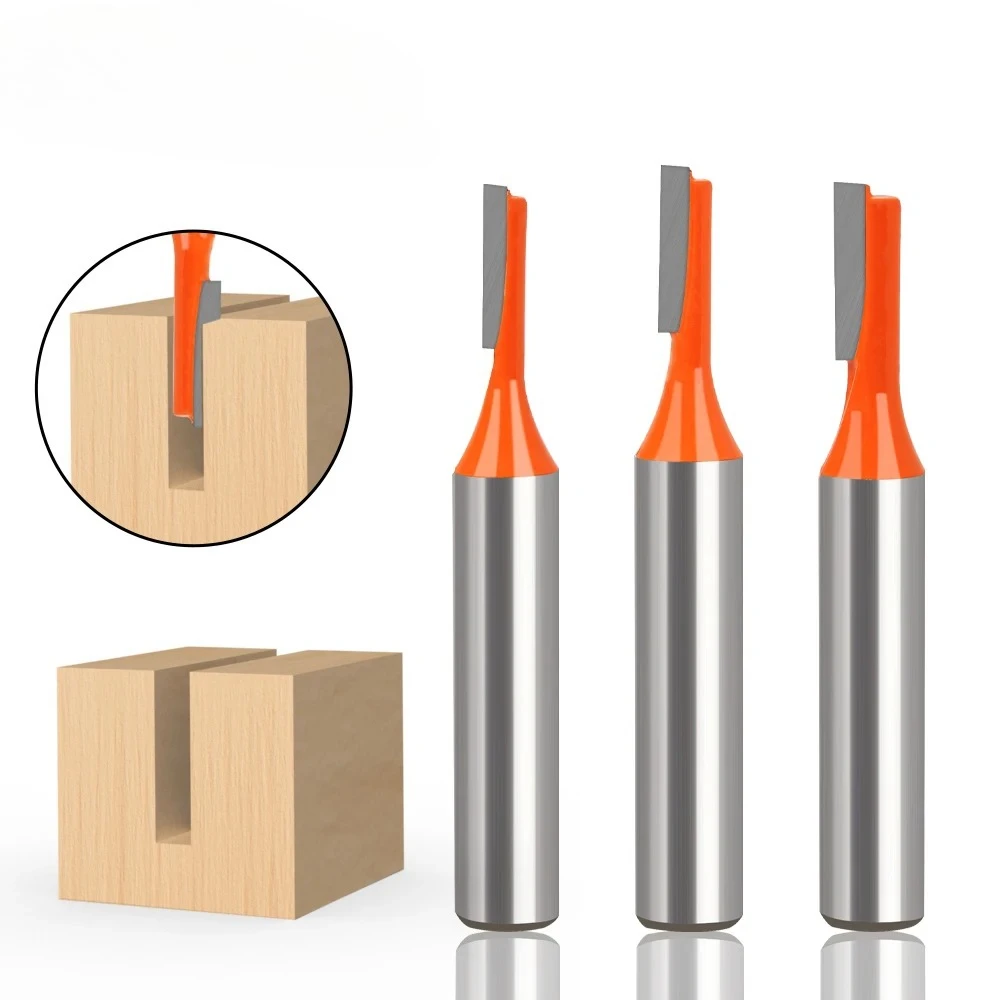 3PCS 8mm Shank Straight Router Bit, Carbide Tipped Single Flute Wood Milling Cutter for Precision Woodworking