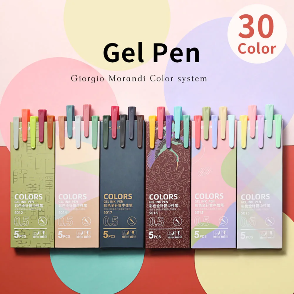 5 teile/satz Morandi Gel stift 0,5mm Nachfüllung glatte Tinte schreiben dauerhafte Signatur Stift 5 Farben Vintage Farbe Macarons Stifte Geschenkset