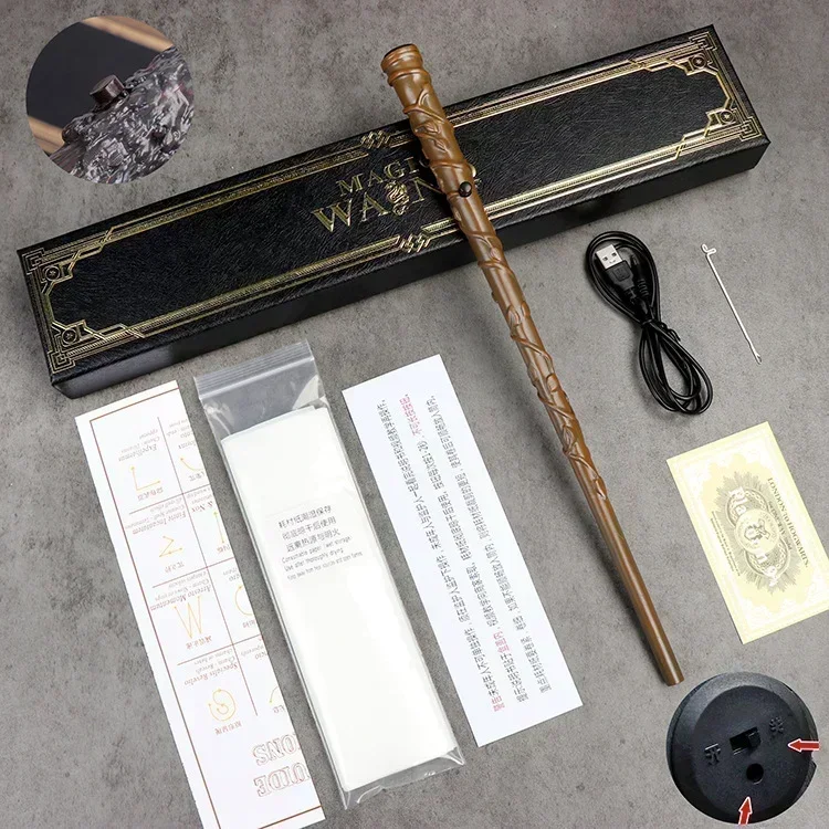 Harries Vuurspuwende magische toverstokken Volledig assortiment magische rekwisieten Glow Magic Wand Halloween Kerst Cosplay Geschenken Speelgoed