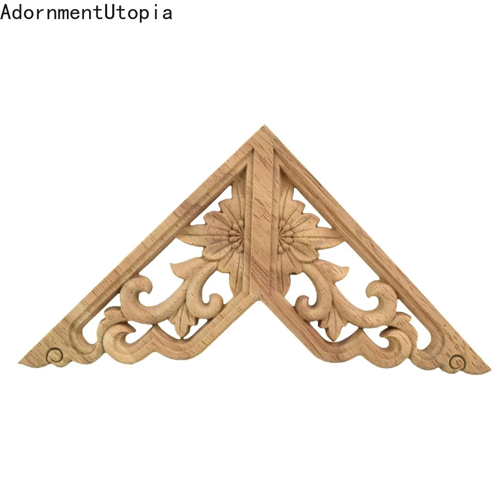 Woodcarving Decorative Appliques Frame Wall Door Crafts Corner Furniture Unique Floral Wood Carved Wooden Statues Sculptures