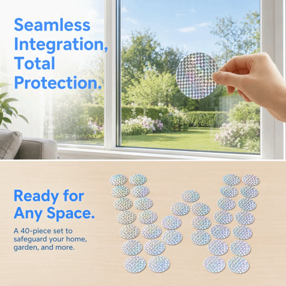 40Pcs Double-Sided Reflective Bird Repellent Tape Lightweight Flexible Bird Deterrent Ribbon Tear Resistant Weather Resistant