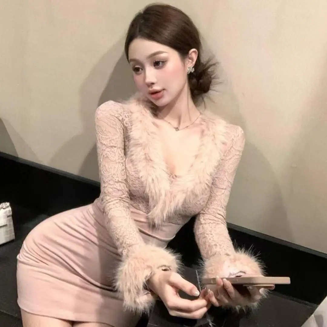 Y2k الجمالية فروي المرقعة المرأة فستان قصير الشارع الشهير مثير Bodycon الجوف خارج فساتين Harajuku الخريف الجرونج الجنية Vestidos