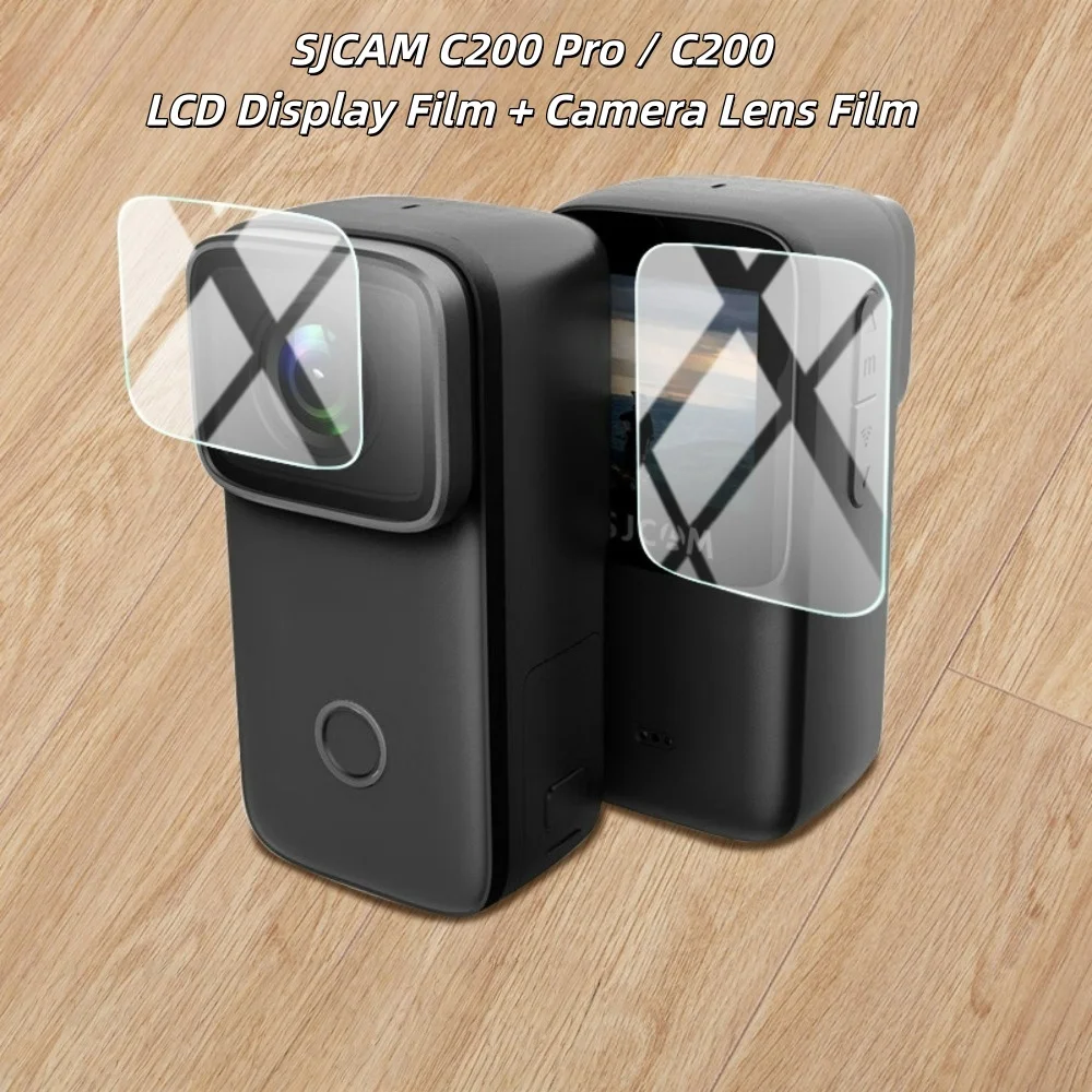 For SJCAM C200 / C200 Pro 4K Action Camera Lens Protective Film and LCD Display Film Tempered Glass Screen Protector