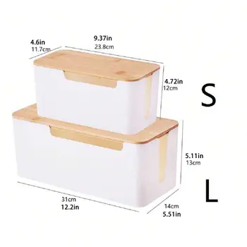 帶有竹蓋的電線管理盒,適用於延長線、電源條、突波保護器、電線隱藏器、整理器和蓋板 8 最佳銷售 電線隱藏器 - №3