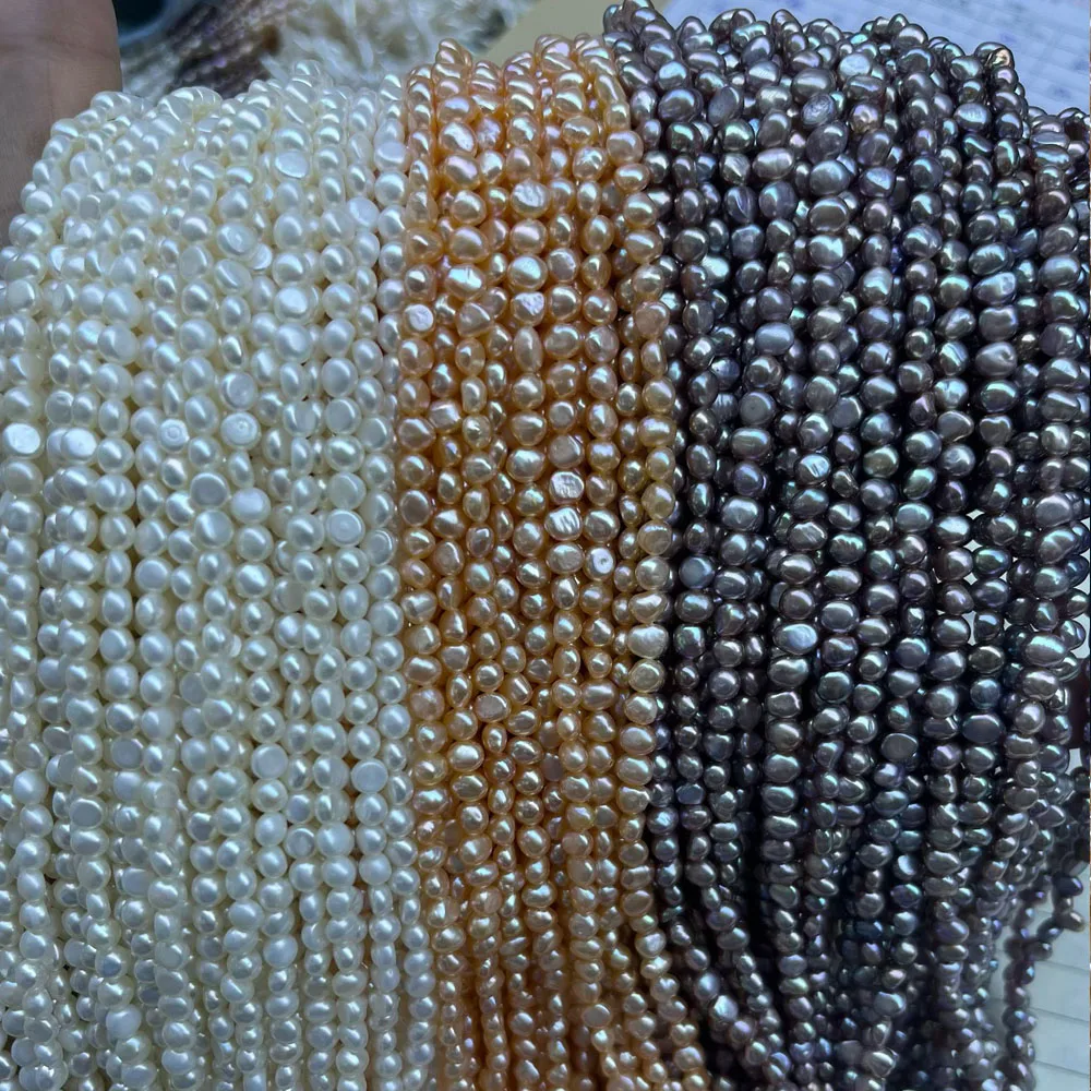 

4-5mm Natural Pearl Semi-Finished Beads Irregularly Shaped Loose Beads for Jewelry Making DIY Necklace Bracelet Accessories 36cm