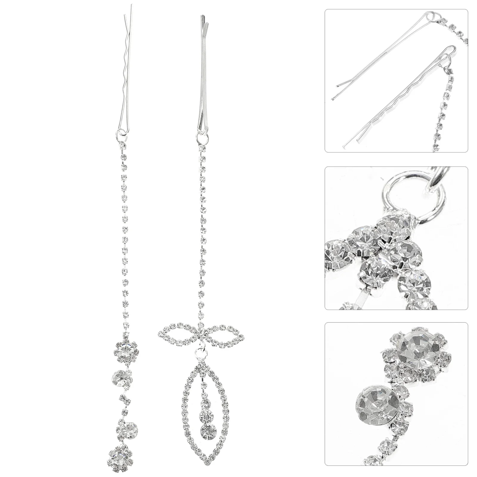 

2Pcs Rhinestone Forehead Hair Clips Eyebrow Pendant Wedding Jewelry Bridal Headpiece for Women Rhinestone Hair Clips