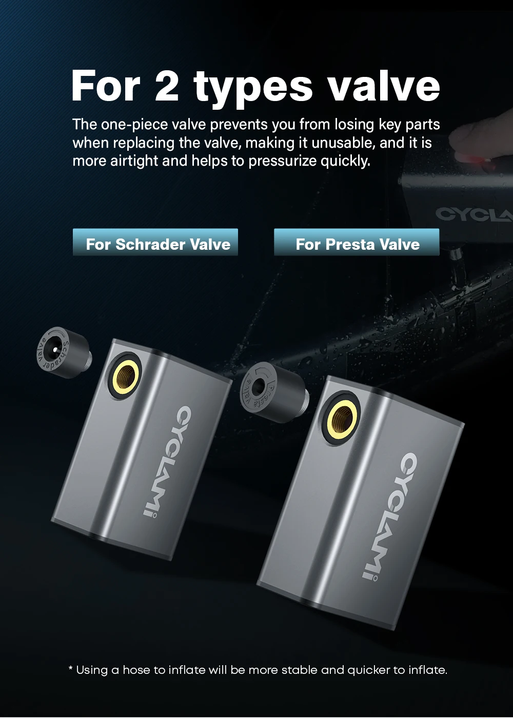 CYCLAMI A3 Mini Elektrische Luftpumpe Tragbare Fahrrad Cordless FV AV Inflator Presta Schrader Ventil Outdoor Straße MTB Fahrrad Aluminium – Detail 8
