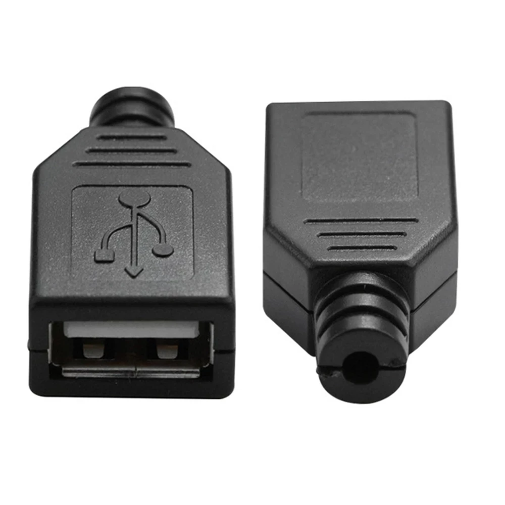 5 Stuks Type A Man Vrouw Usb 4 Pin Plug Socket Connector Met Zwarte Plastic Cover Type-Een Connect adapter Diy Kits Driedelige Set