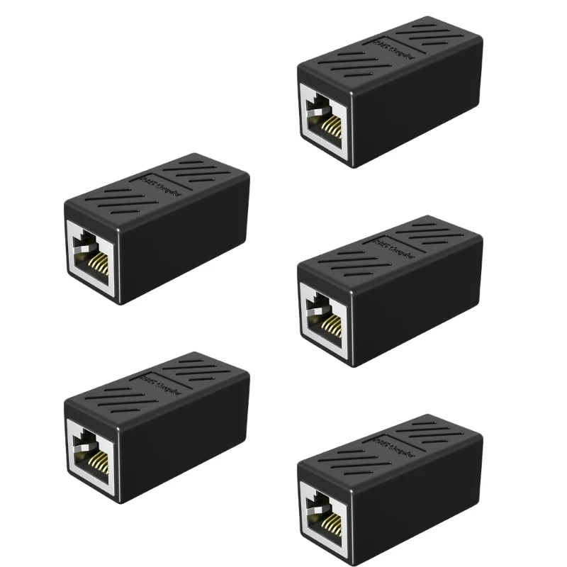 

5PCS RJ45 Coupler Female to Female Ethernet Coupler in-Line Coupler Network Extender Shielded Network Passthrough Header