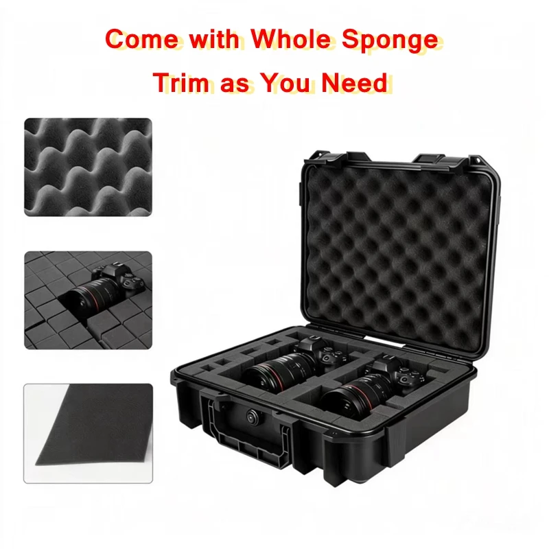 Waterproof Hard Carry Case Bag Tool Case with Sponge Storage Box Suitcase Precision Instrument Safety Tool Box Hardware Toolbox