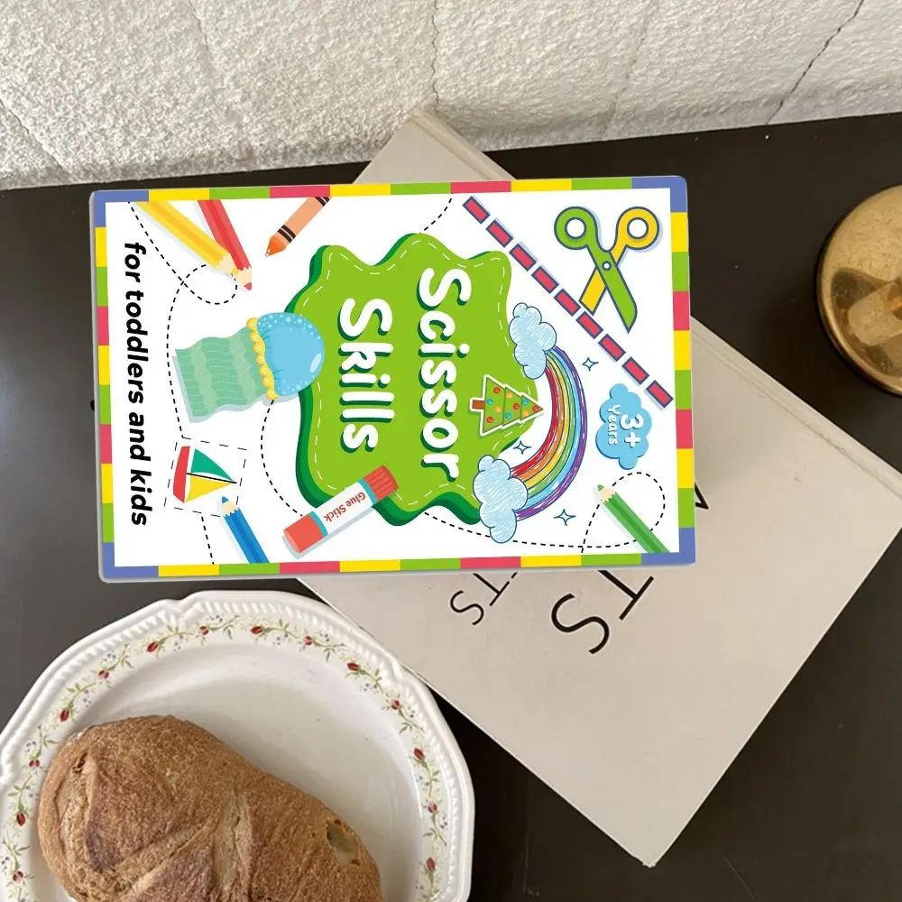 Libro de papel de corte para niños, libro de actividades de corte Montessori para artes y manualidades, aprendizaje de arte educativo