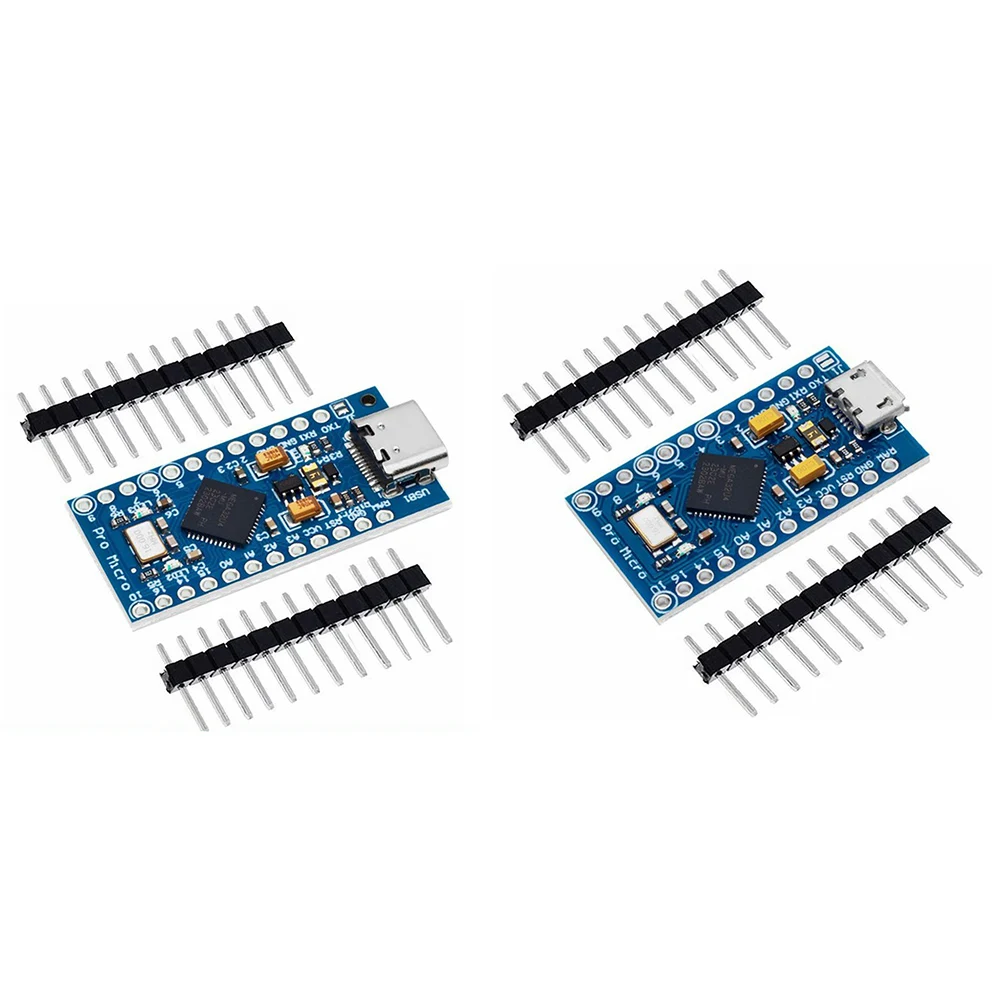 Pro Micro Type-C Development Board With 2 Row Pin Header ATmega32U4 5V/16MHz Voltage Regulator for Arduino IDE V1.0.1