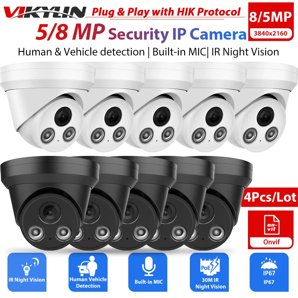 vikylin 5/8MP Home Security Camera for hikvision compatible IR Night Vision Motion Detection POE IP Camera Security Protection