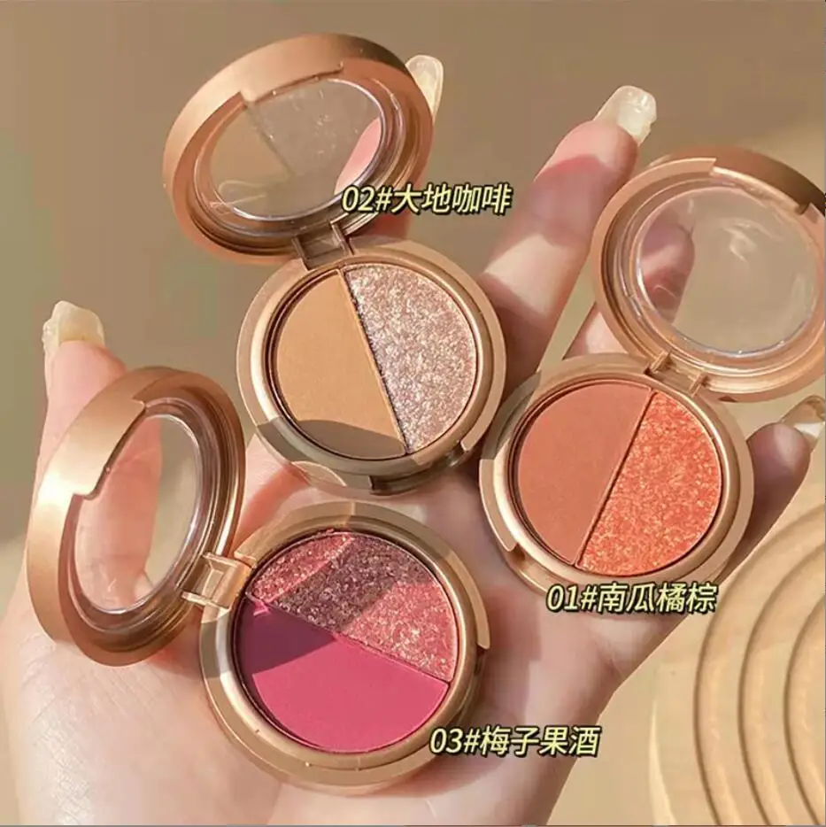 2 Color Eyeshadow Pumpkin Color Makeup Eyeshadow Palette Earth Tones Matte Gold Flash Eyeshadow Palette Student T2321