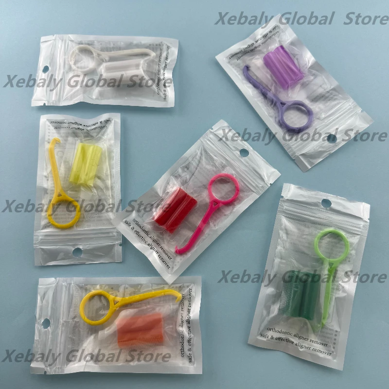 

30 наборов разноцветных ортодонтических крючков-жевалок для снятия невидимых элайнеров и брекетов, для ухода за полостью рта