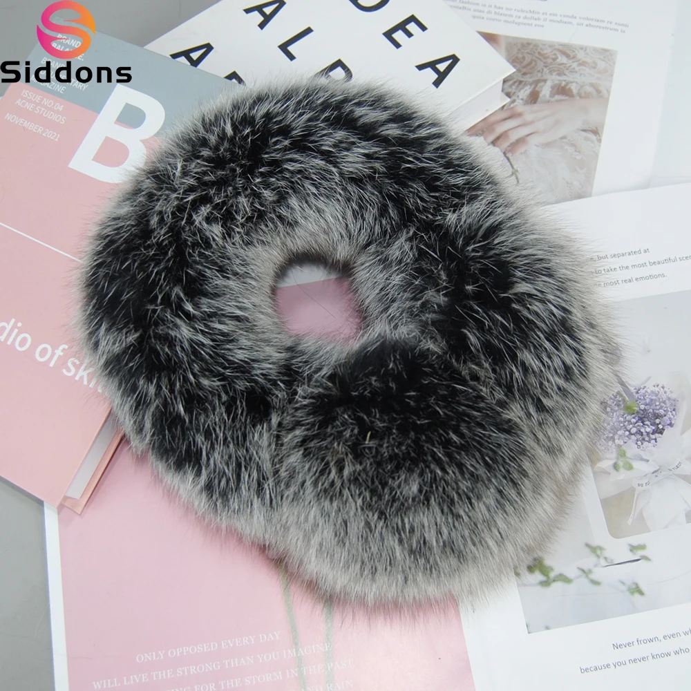 New Winter Real Fox Fur Earmuffs for Women Natural Fox Fur Scarves Dual use Genuine Warmer Plush EarMuff Outdoor Solid Fur Scarf