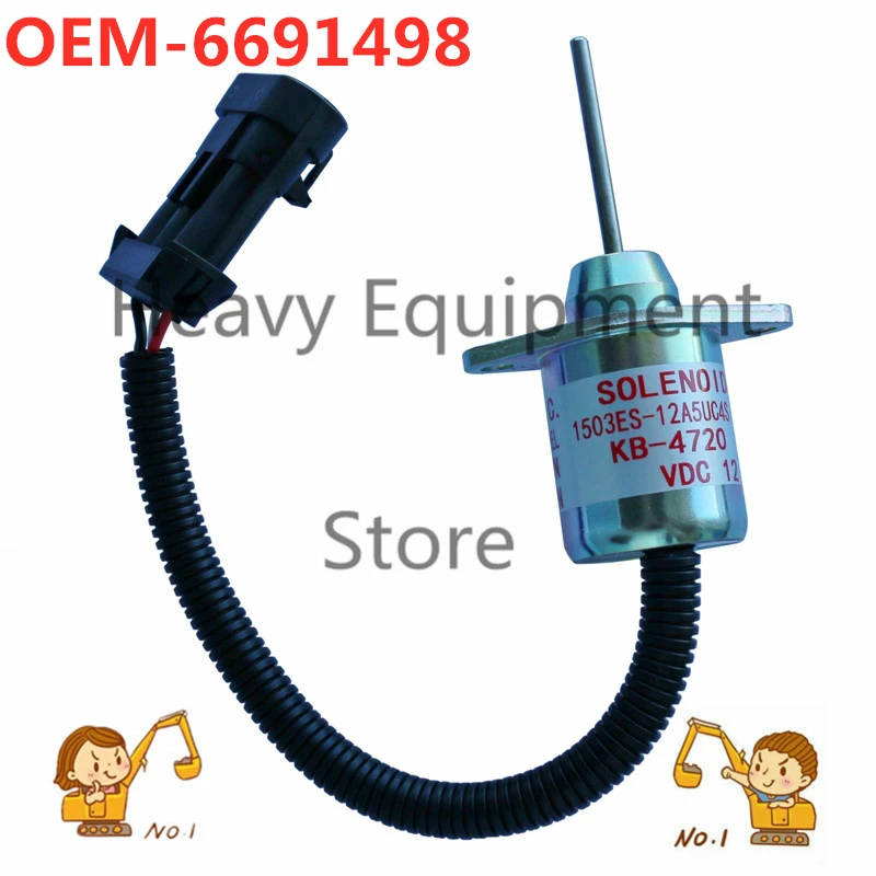 Fuel Shutoff  Solenoid 6691498 1503ES-12A5UC4S for Bobcat Excavator Skid Steer Loader Backhoe Track Loader Toolcat Work Machine