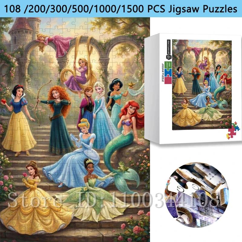 

Disney Princesses Collection Jigsaw Puzzle Classic Cartoon Character Puzzle for Kids Intelligence Education Game Toys