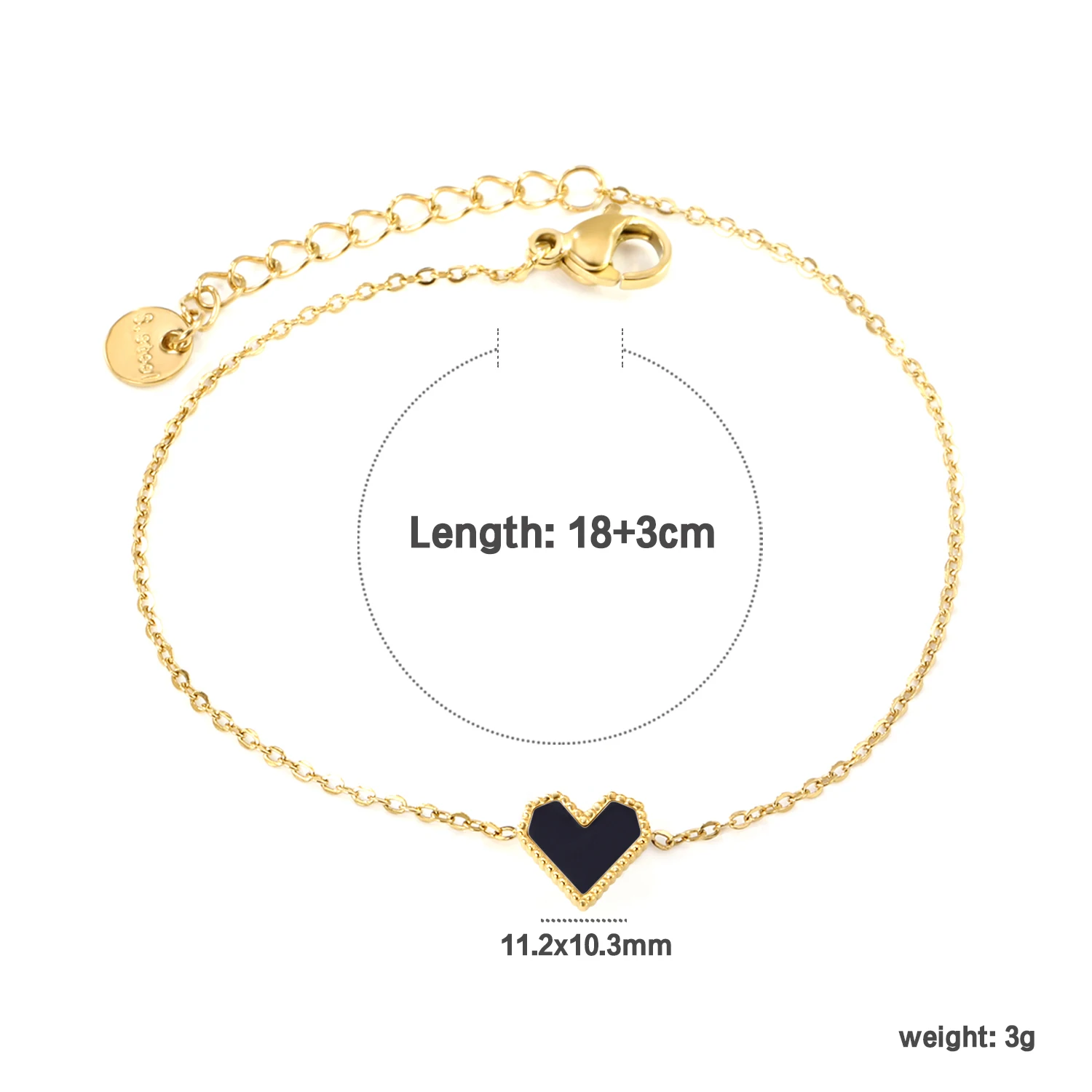 Black Shell Heart Bracelet, Stainless Steel Vintage Elegant Bracelet, Fashion Minimalist Aesthetic Jewelry For Daily Outfits