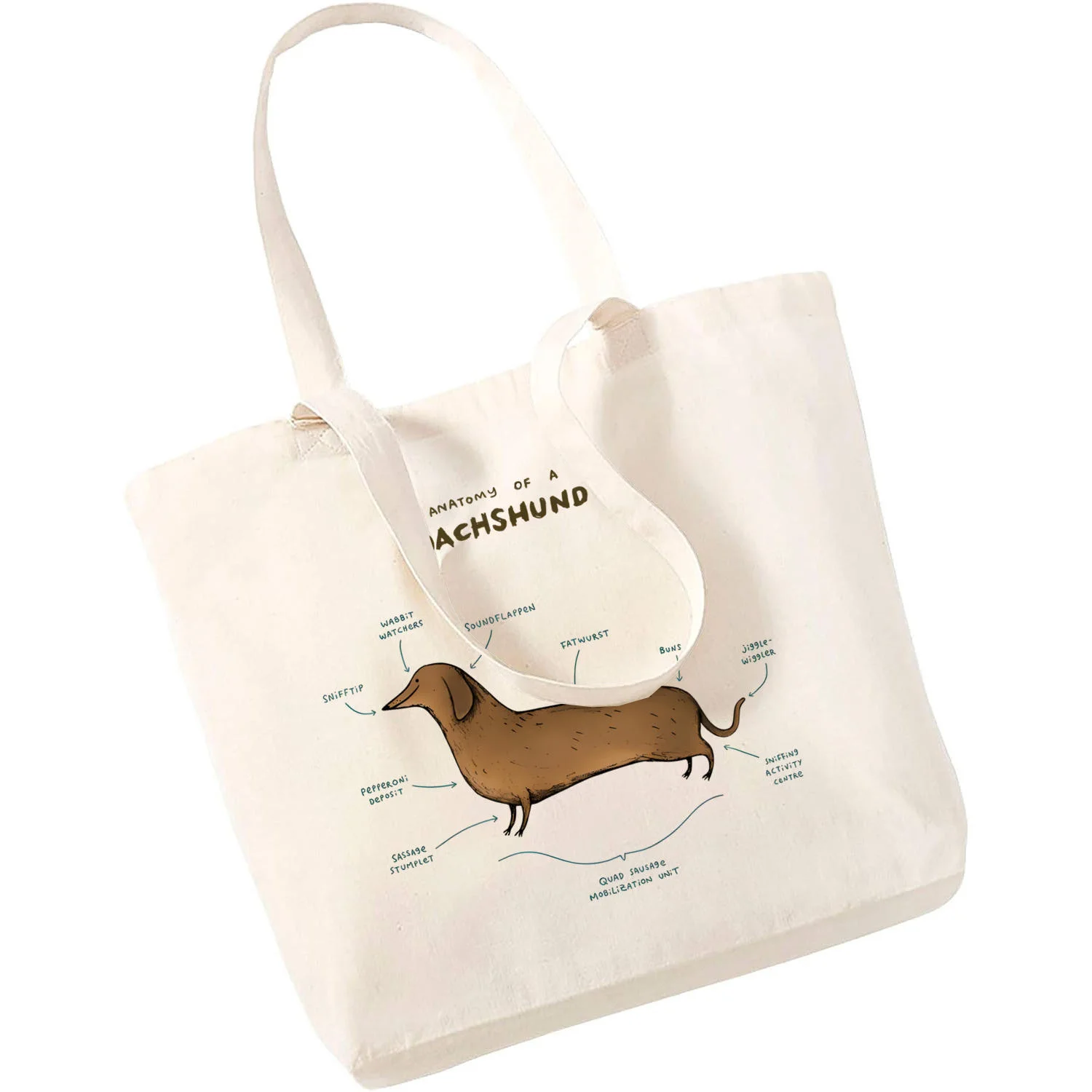 Ladies Shopping Bag Dachshund Teckel Funny Cute Dog Animal Handbag Foldable Reusable Shopper Bag Student Tote Bag Storage Bags