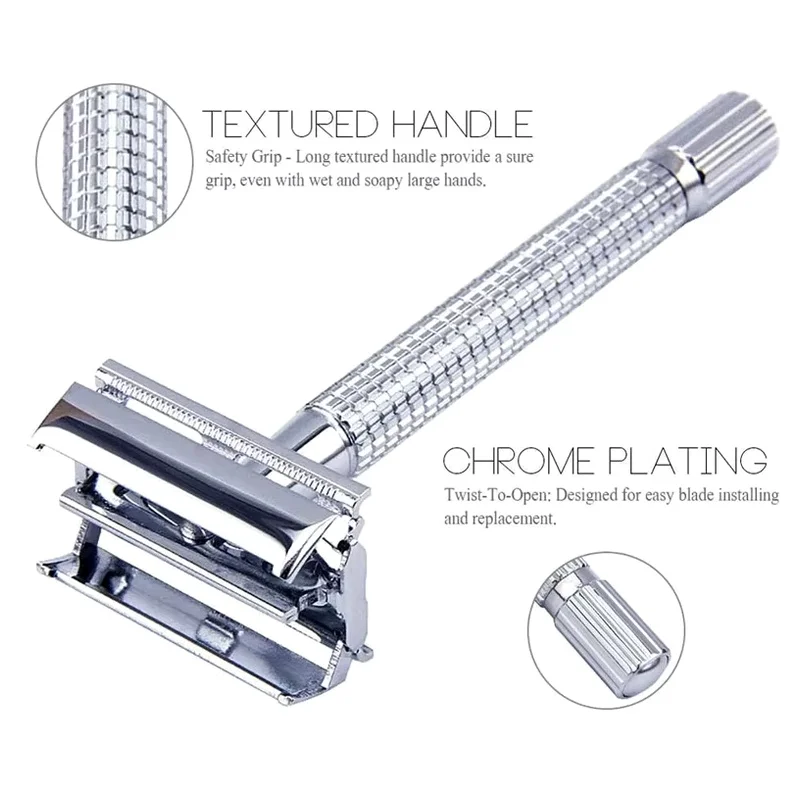 Safety Razor Classic Traditional Double Edge Shaving Razor Set for Men Beard Razor for Barber Styling Accessories Tools