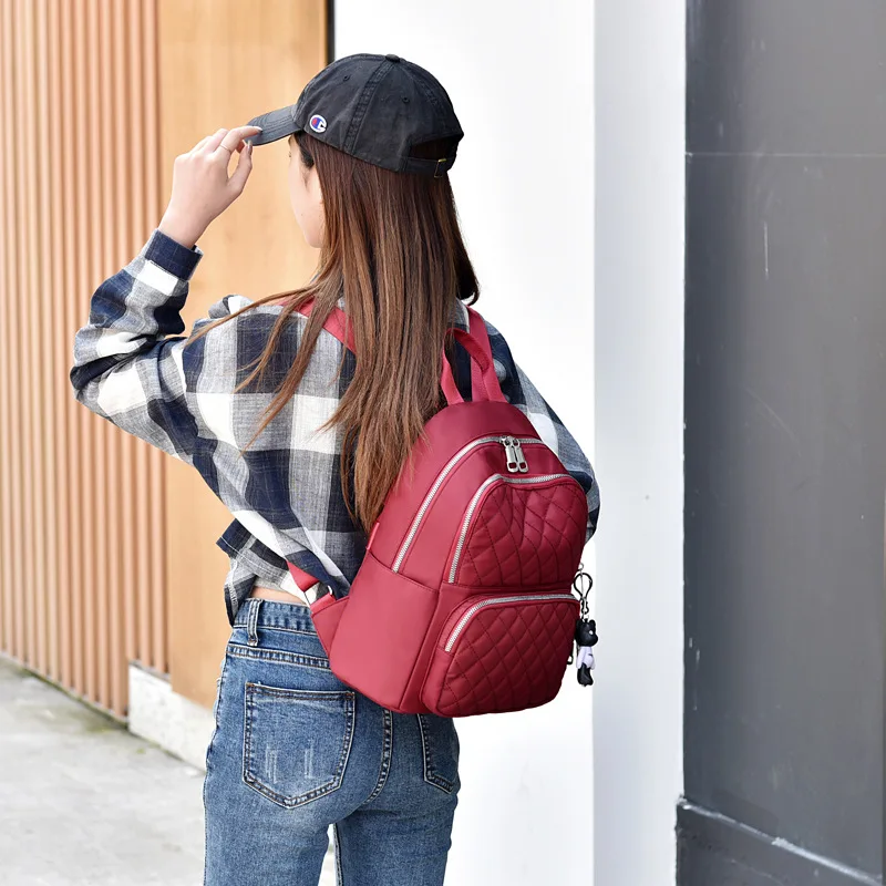 Damen-Oxford-Rucksack, stilvolle Stickerei, koreanischer Stil, lässig, Reisen, große Kapazität mit Anhänger