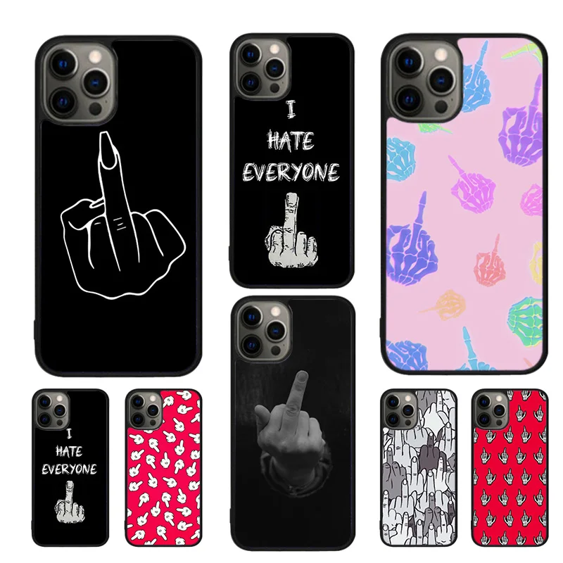 Cartoon Middle Finger Phone Case Cover For iPhone 15 16 14 Plus 11 12 mini 13 Pro Max Apple X XR XS max