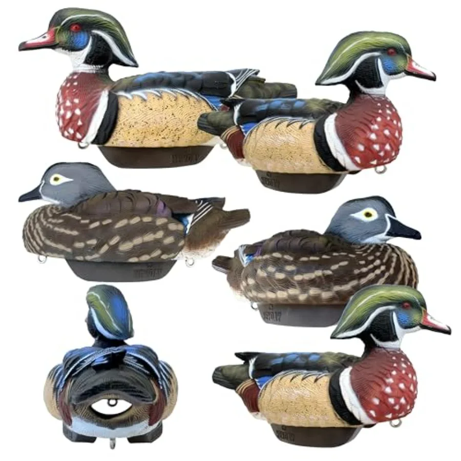 

HEYDAY Wood Duck Decoys Ultra-Light 100% HydroFoam Beautiful Durable Unsinkable 6 Pack of Duck Hunting Decoys