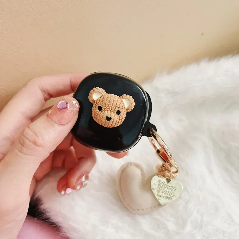 جراب حماية لسماعات الكرتون على شكل دب لطيف ، غطاء سيليكون ، براعم سامسونج غالاكسي لايف في ، Buds2 ، 2Pro ، براعم برو ، بلوتوث