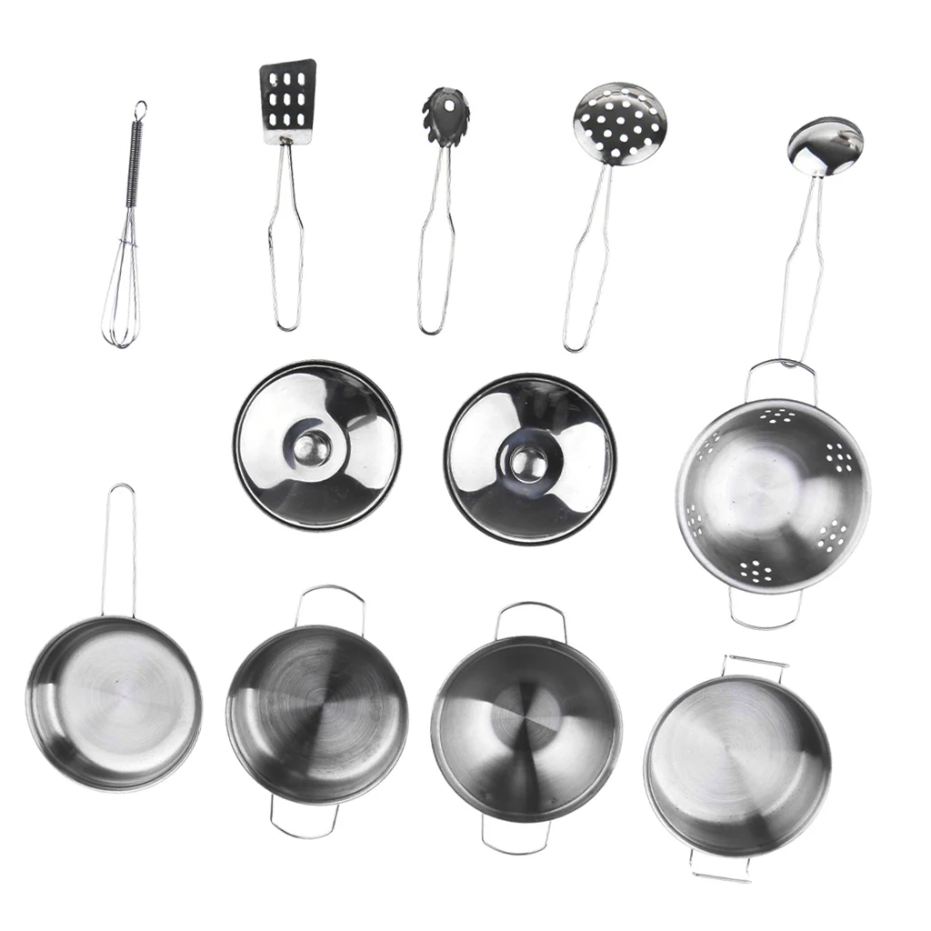 kitchen Cookware Set C Stainless Steel Cooking Tools for Role Play