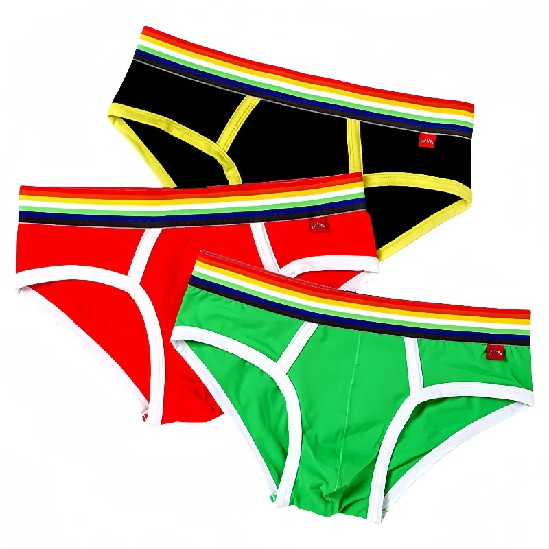 

Men's Rainbow Triangle Underwear Cotton Comfortable Breathable Briefs Solid Color Fashion Sexy Low Waist Sports Shorts