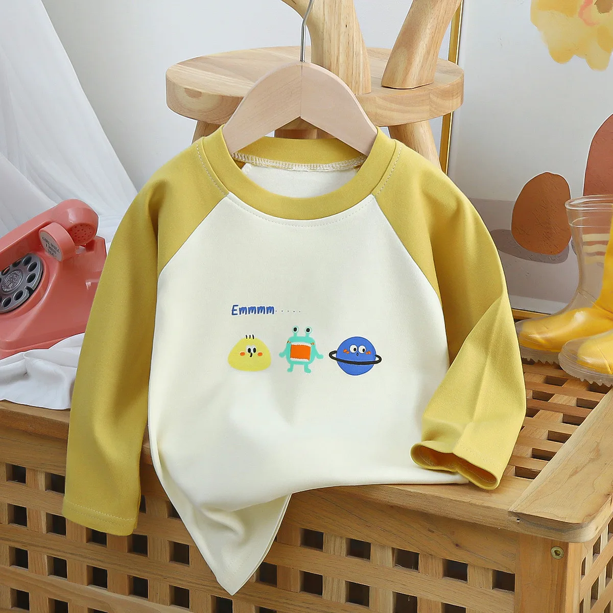 Children's long-sleeved T-shirt New Pure Cotton Baby Base Layer Knitted boys' Long Johns children's Clothing Wholesale